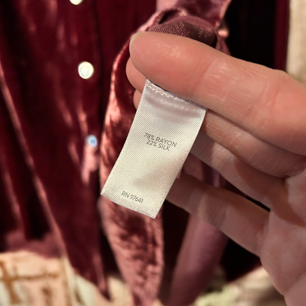 J. Jill Velvet Button-Down Shirt - Wine/Burgundy - Picture 6 of 8